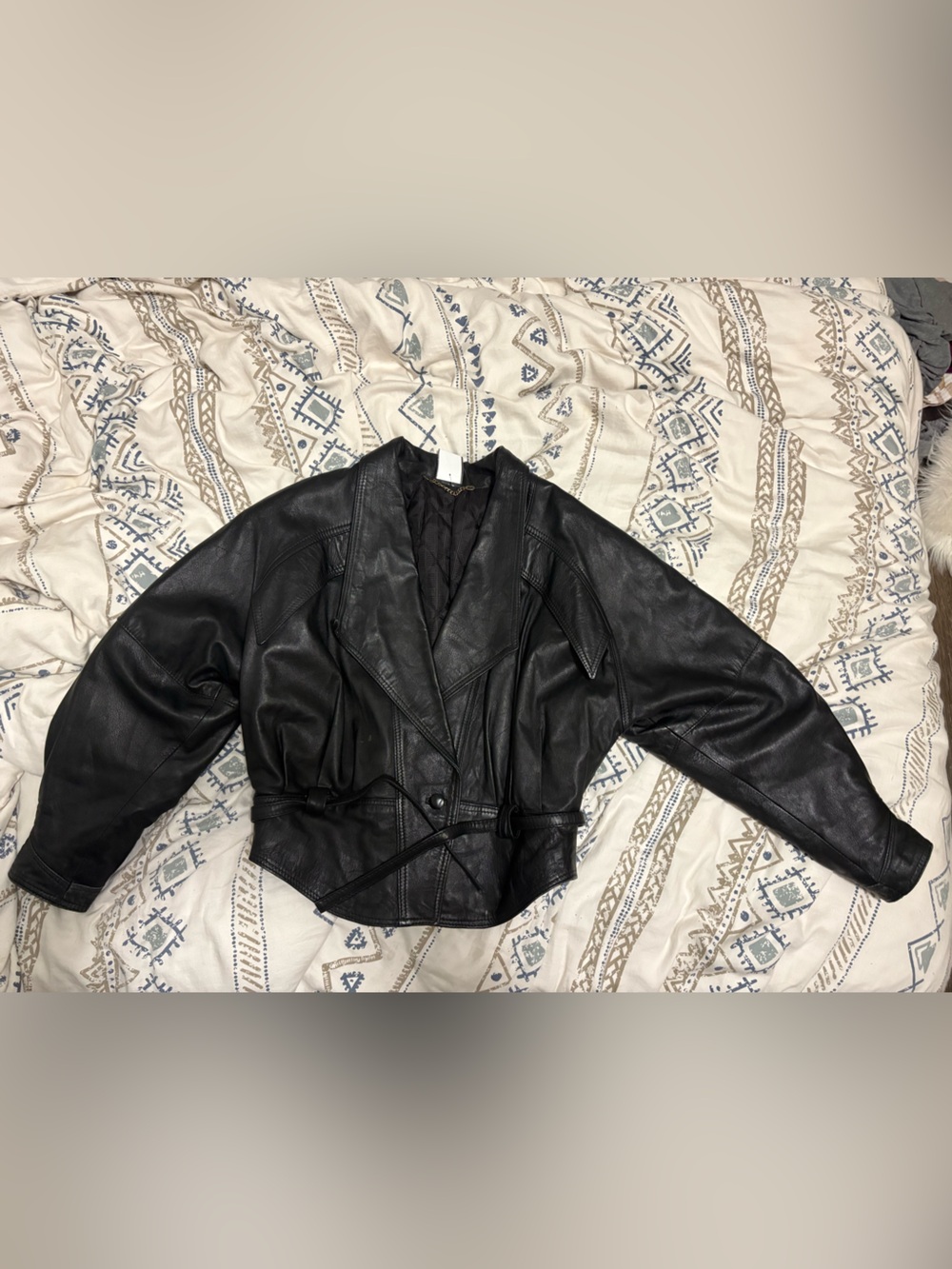 Vintage Vera Pelle Black Leather Bomber Jacket